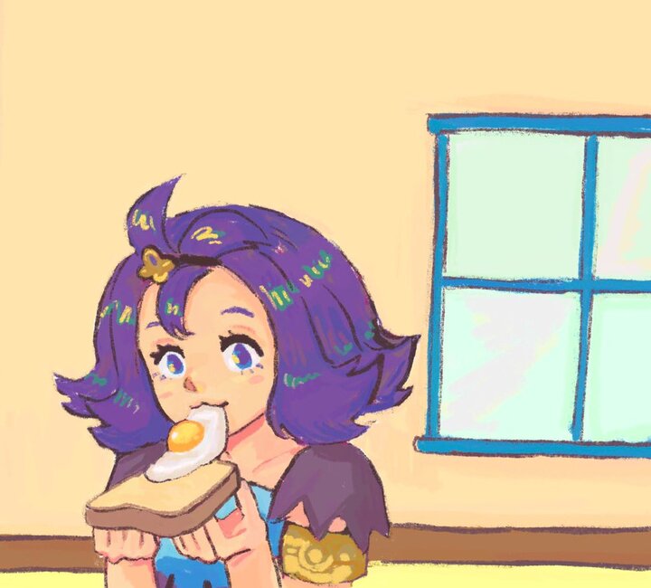 Acerola eats an egg