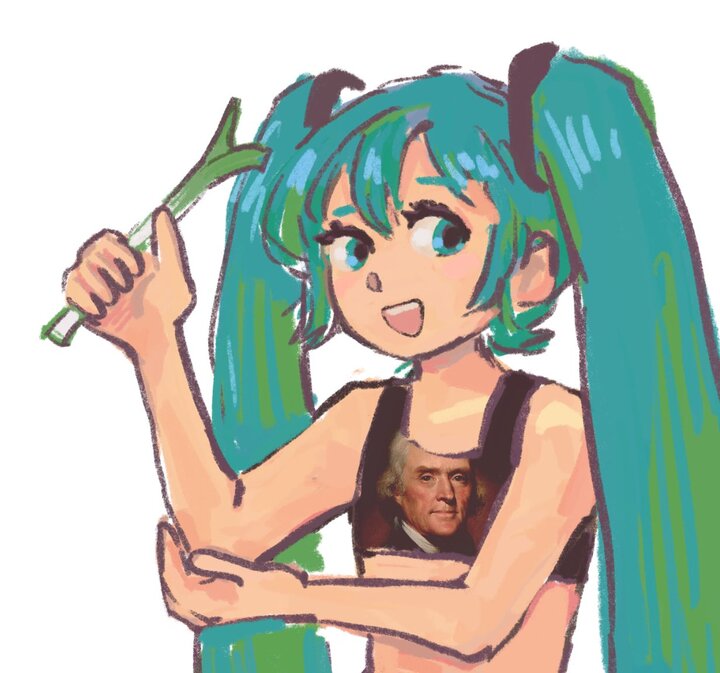 Hatsune Miku Wearing A Thomas Jefferson Binder