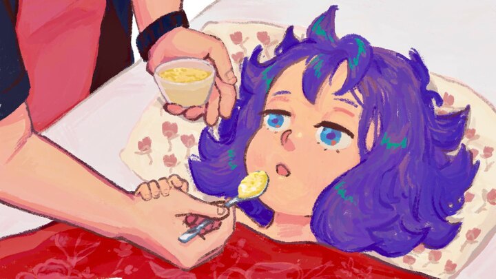 Acerola eating apple sauce